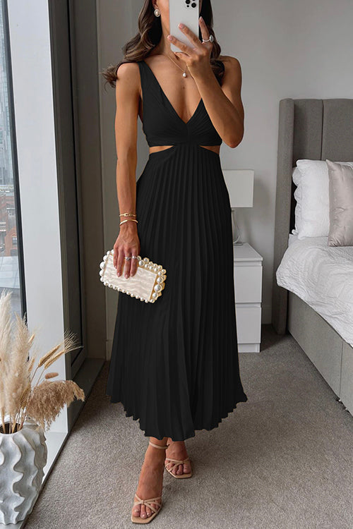 Leto - Elegant pleated evening midi dress for women