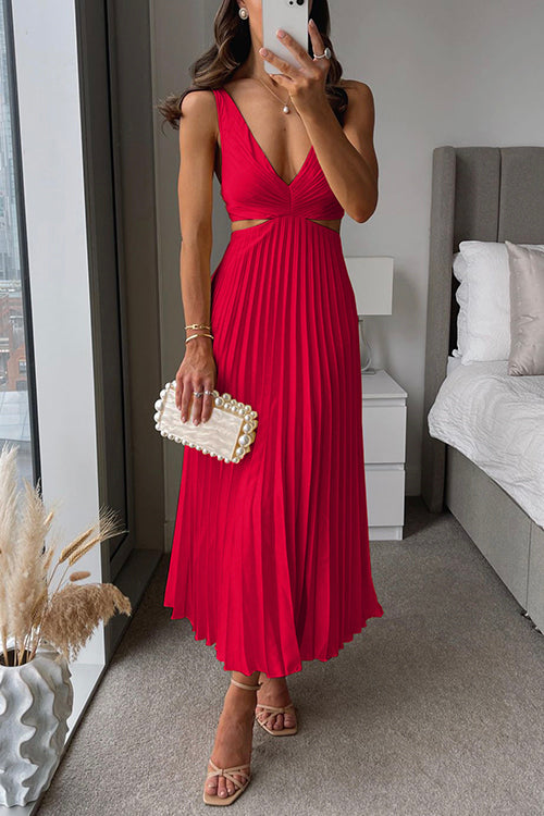 Leto - Elegant pleated evening midi dress for women