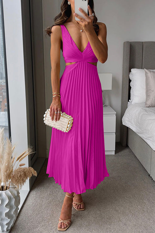 Leto - Elegant pleated evening midi dress for women