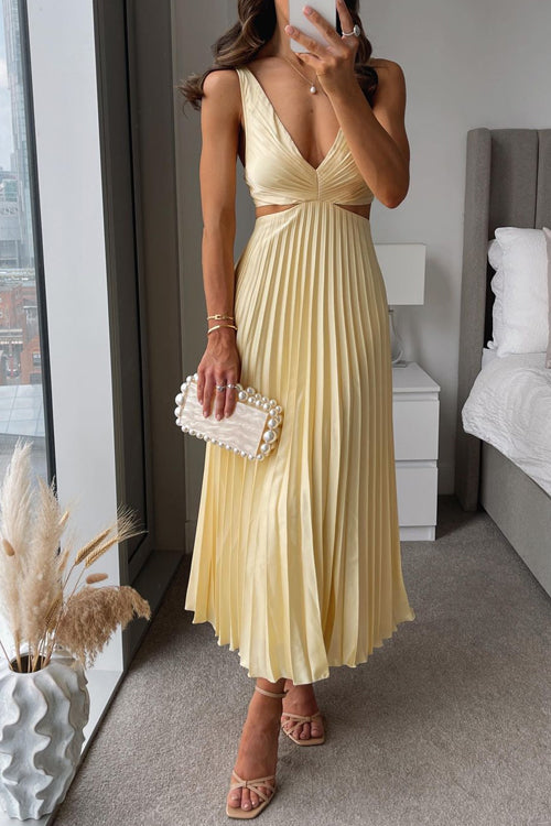 Leto - Elegant pleated evening midi dress for women