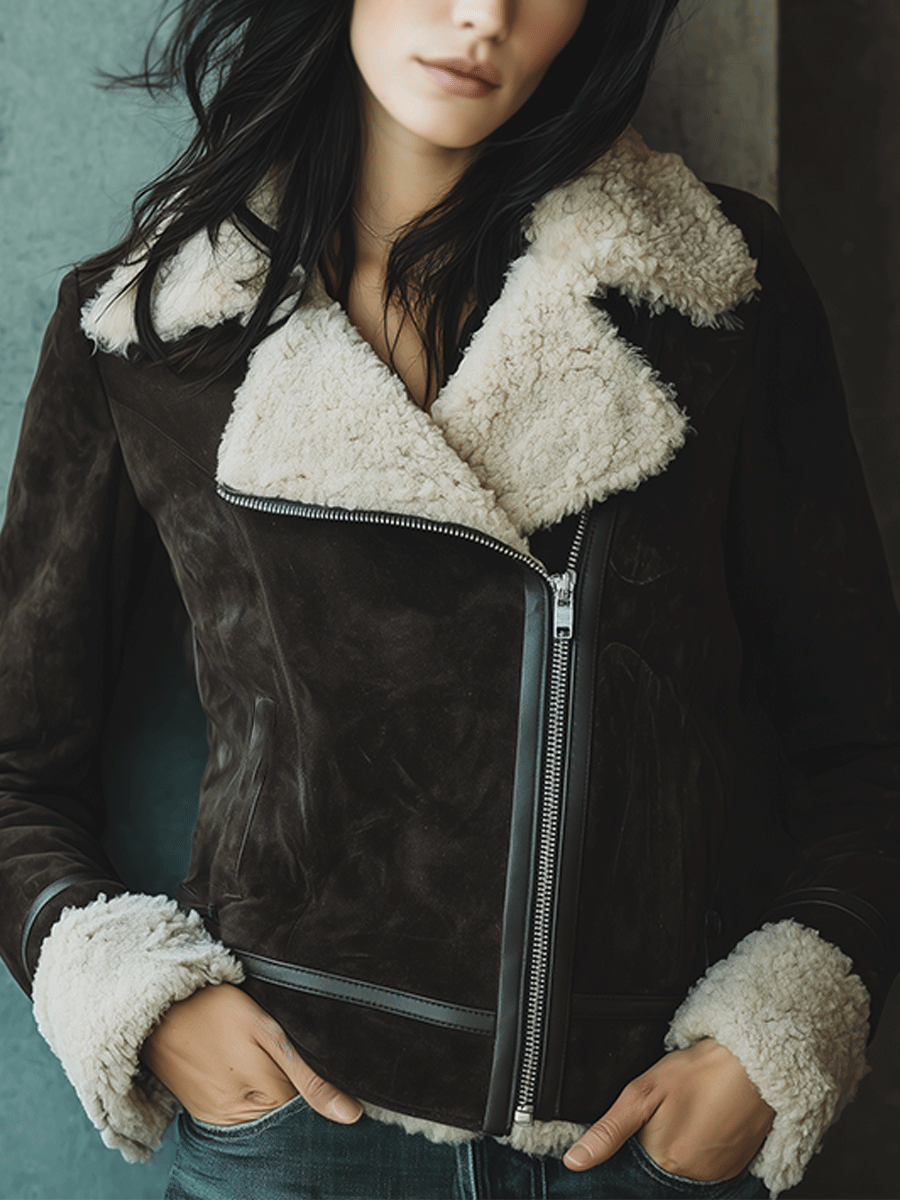 Vintage Brown Wool Insulated Bomber Jacket