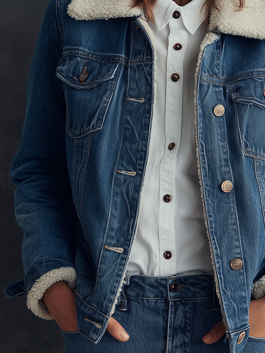 Vintage Classic Sherpa Lined Denim Jacket