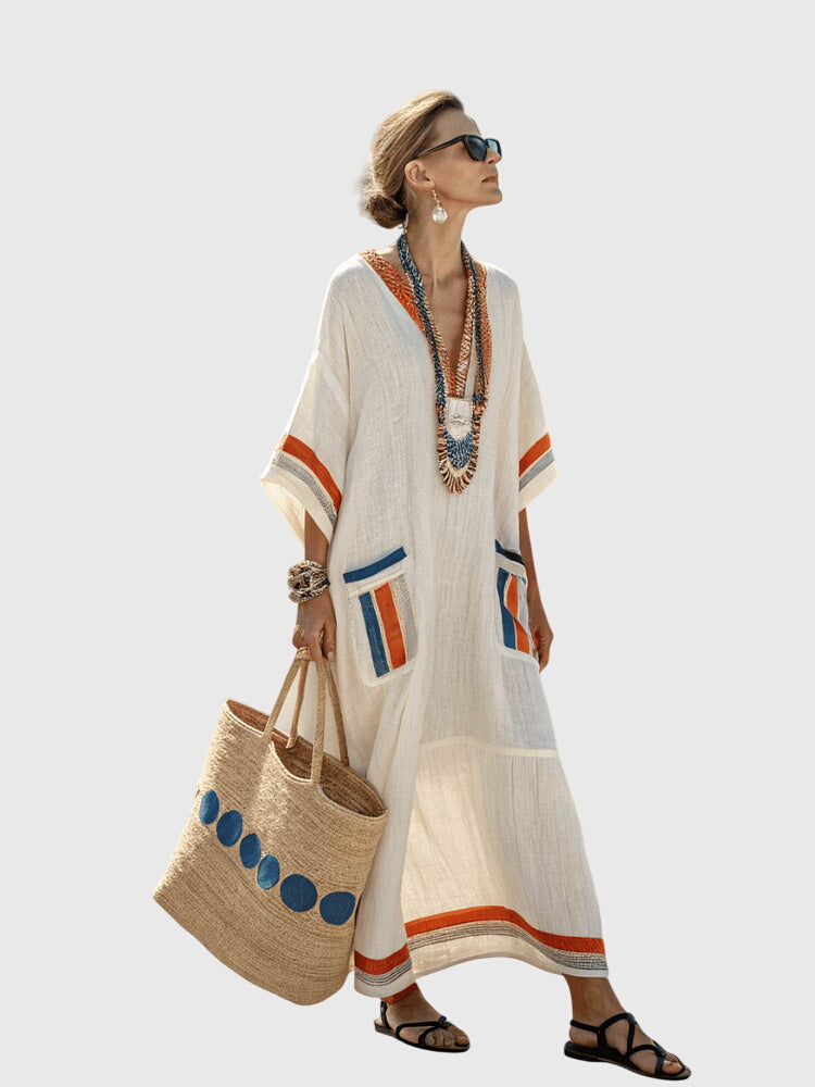 Anankeelle - Ethereal Kaftan Robe with Aegean Detailing