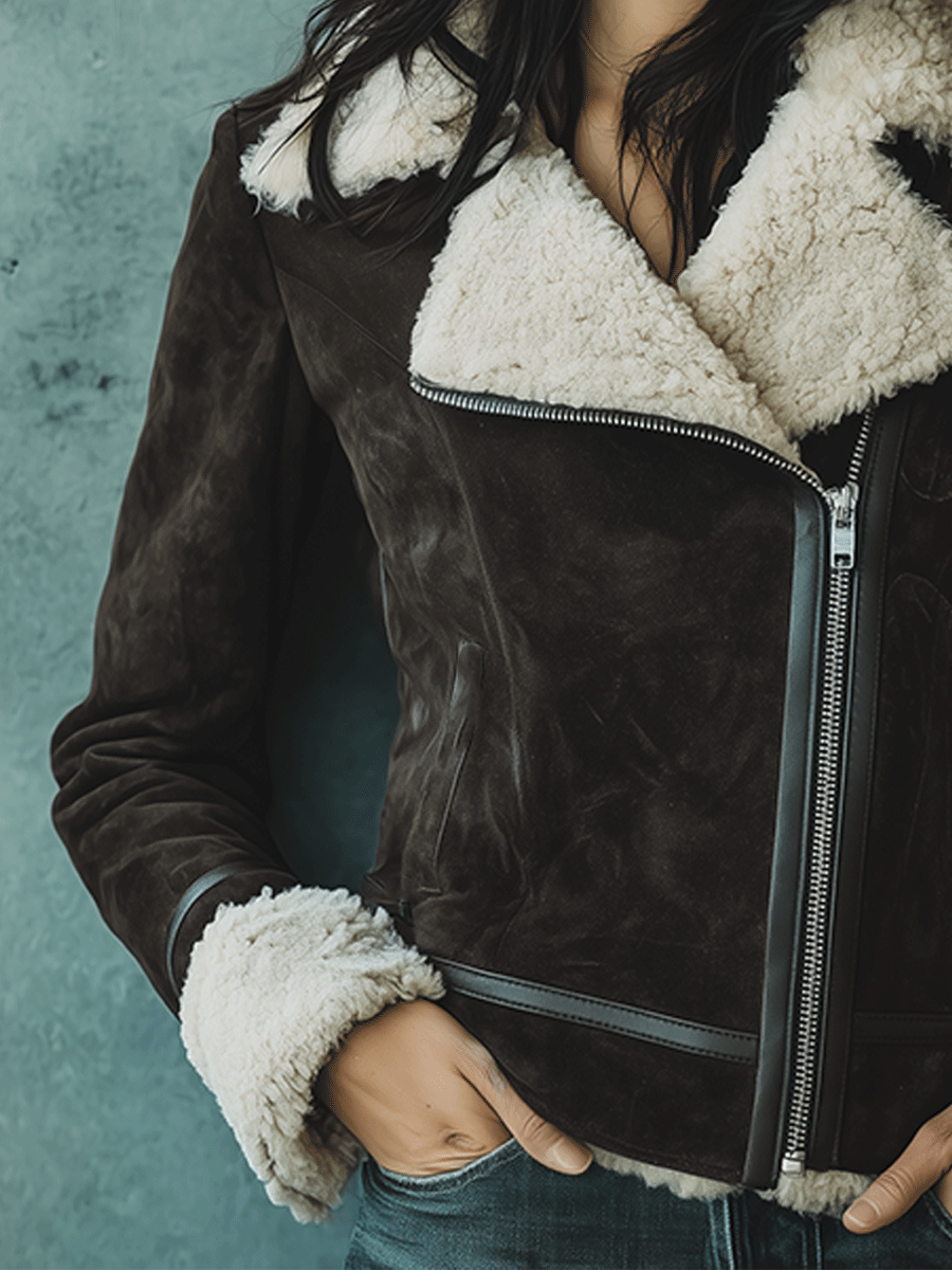 Vintage Brown Wool Insulated Bomber Jacket