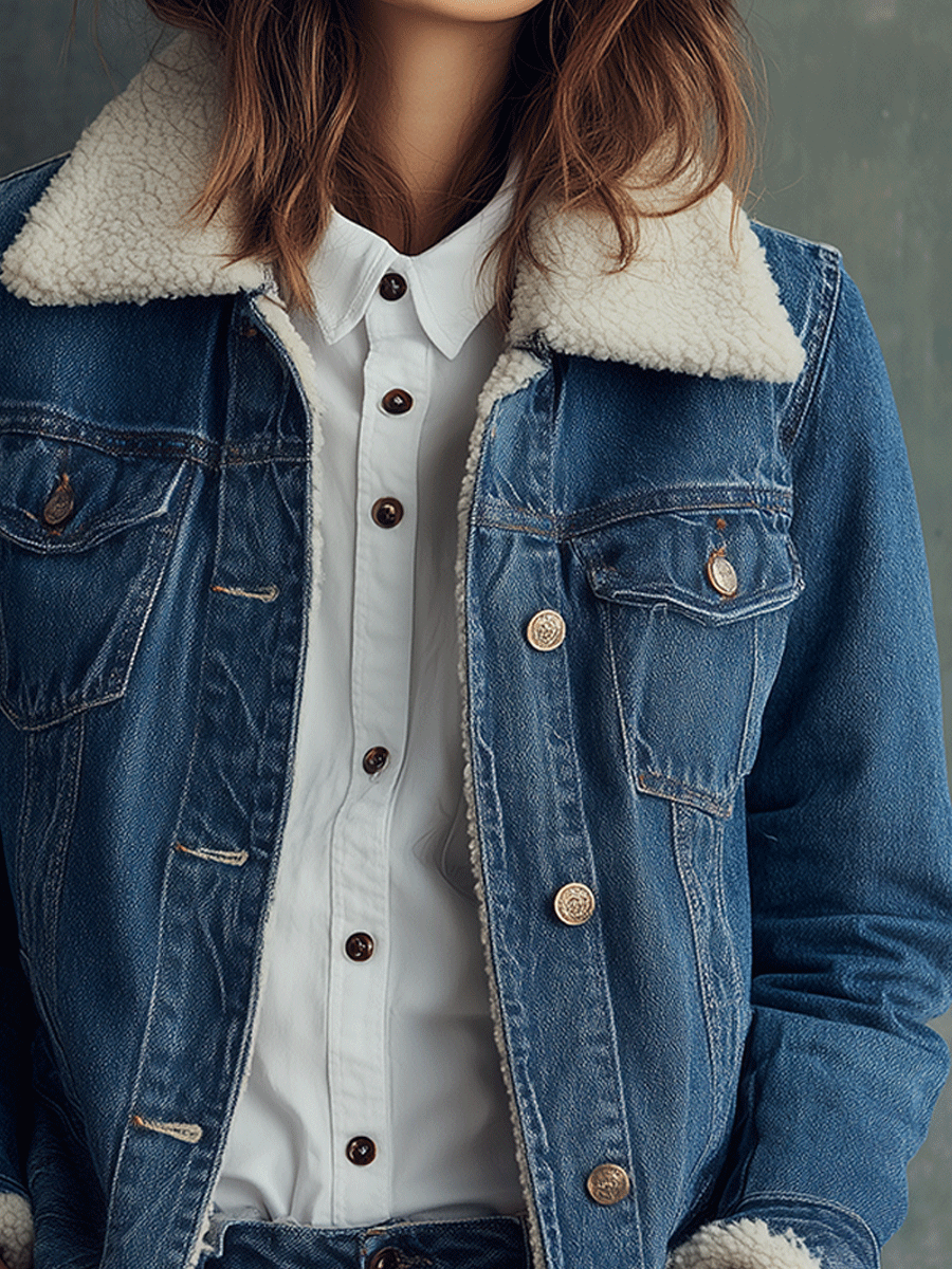 Vintage Classic Sherpa Lined Denim Jacket