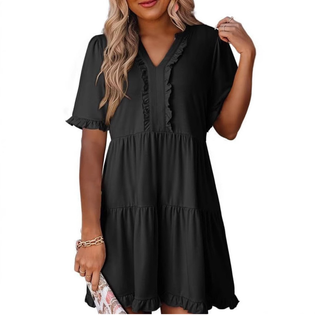 Tyche - Casual V-Neck Mini Dress