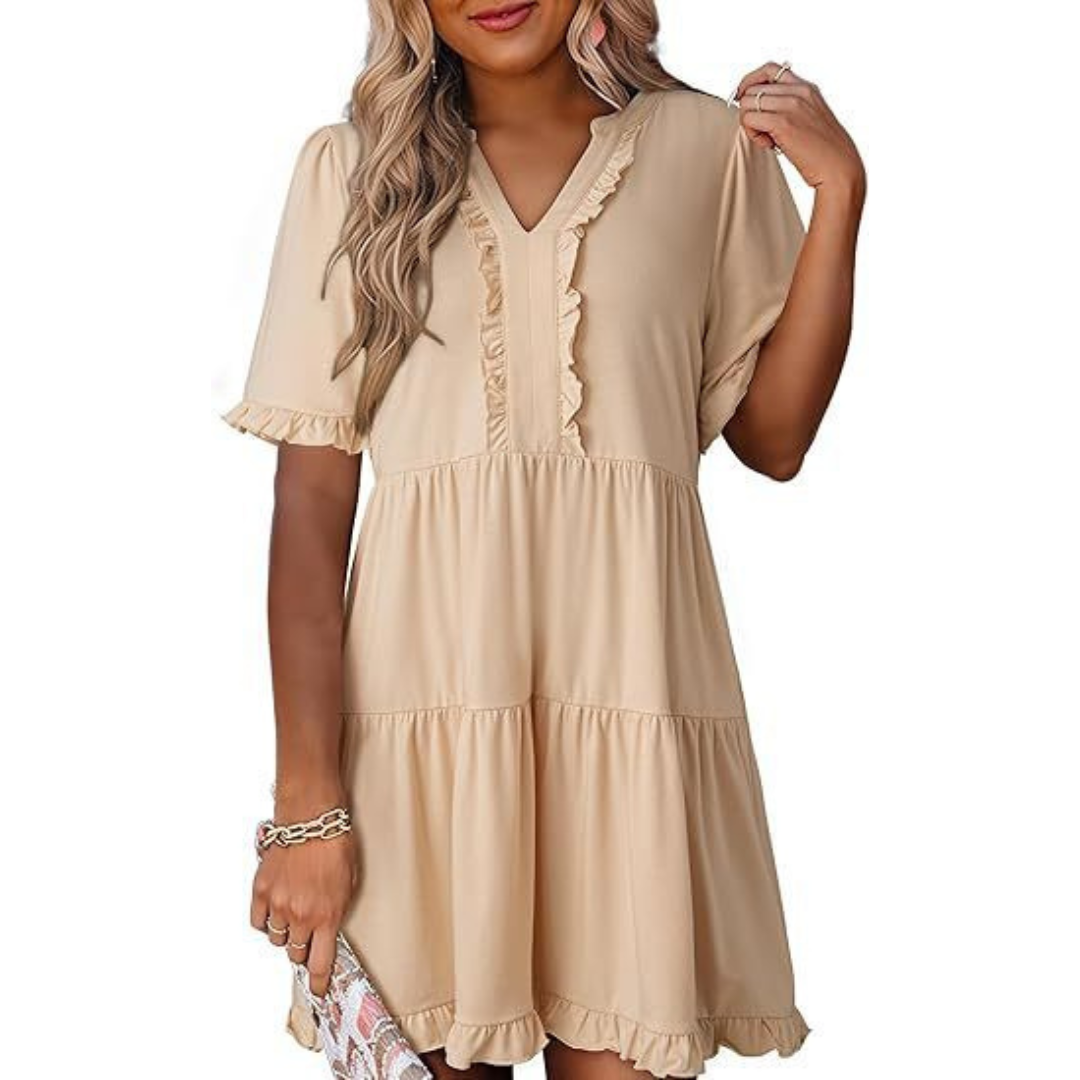 Tyche - Casual V-Neck Mini Dress