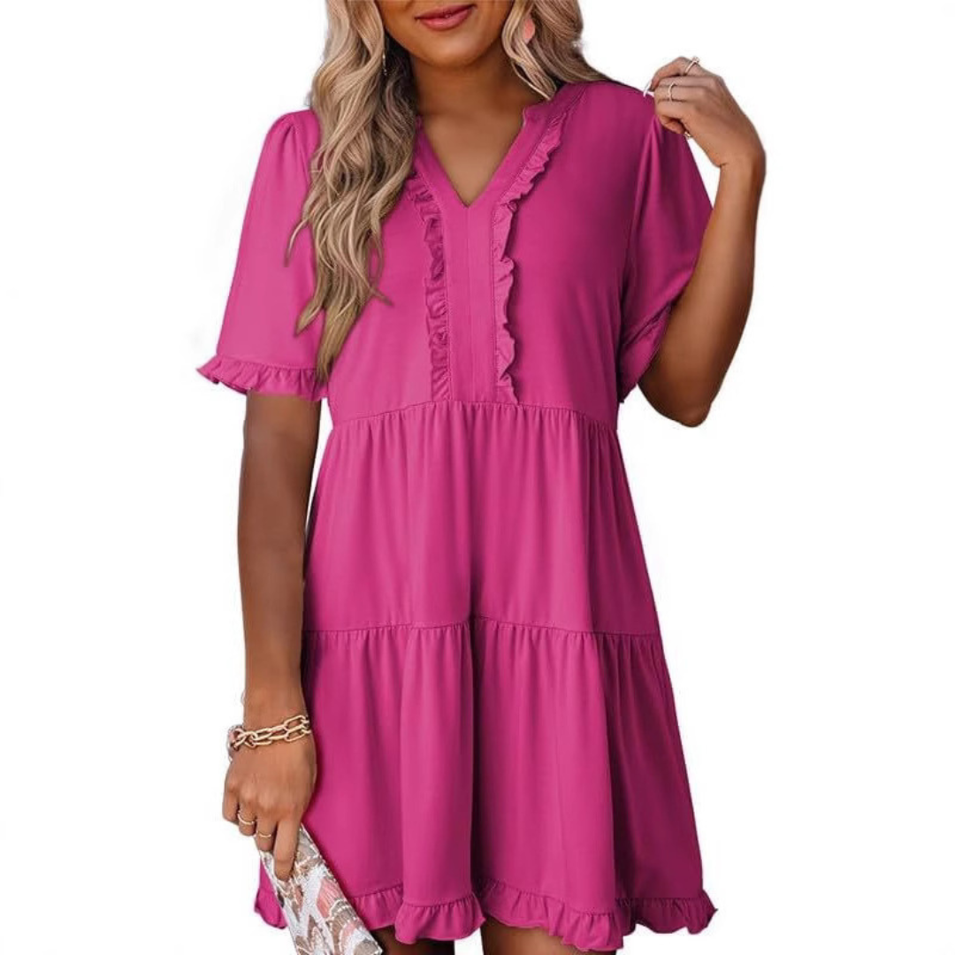 Tyche - Casual V-Neck Mini Dress