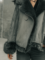 Casual Grey Wool Bomber Jacket