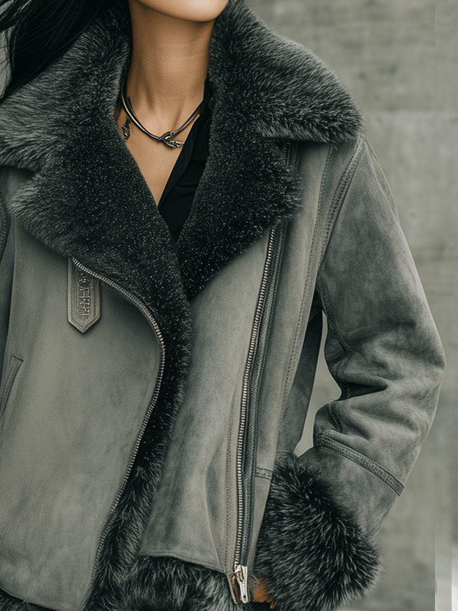 Casual Grey Wool Bomber Jacket