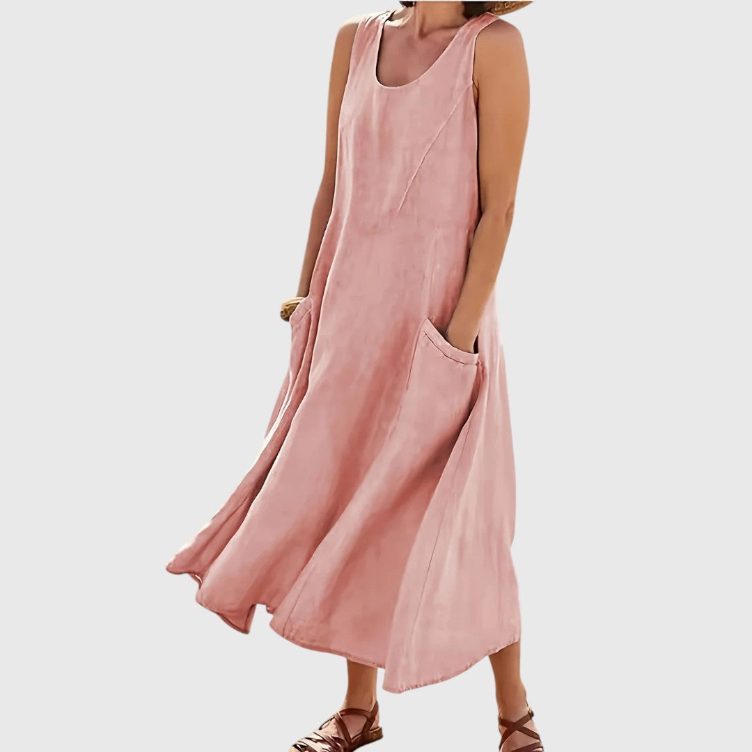 Amphitriteaia - Casual Sleeveless Dress with Pockets