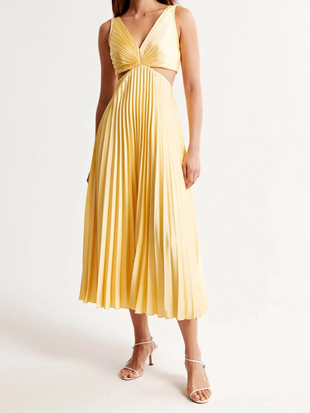Leto - Elegant pleated evening midi dress for women