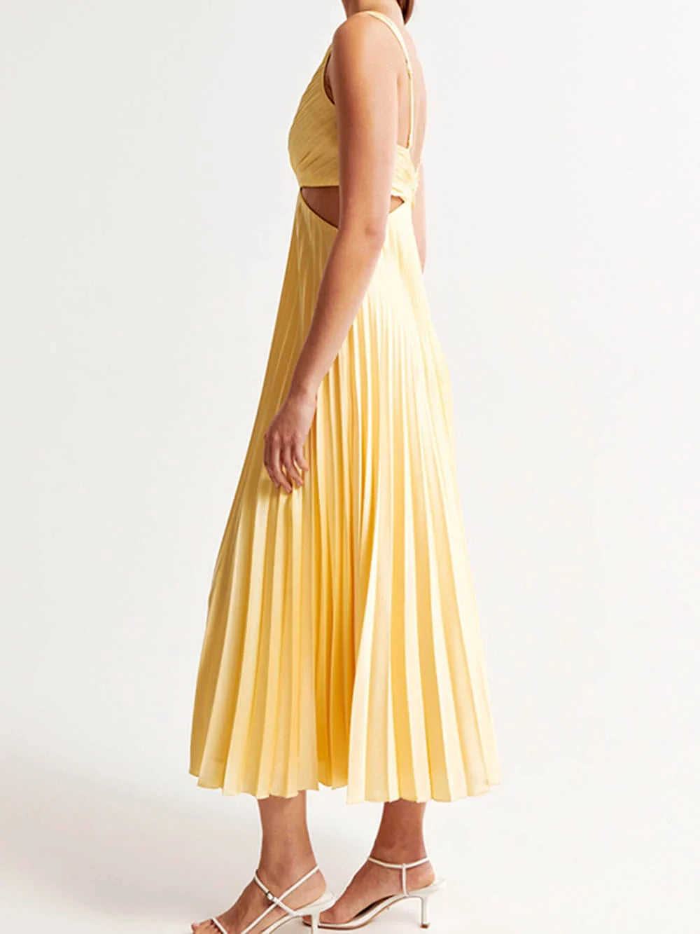 Leto - Elegant pleated evening midi dress for women