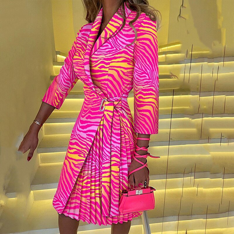 Electra - Chic long sleeve blazer dress for women