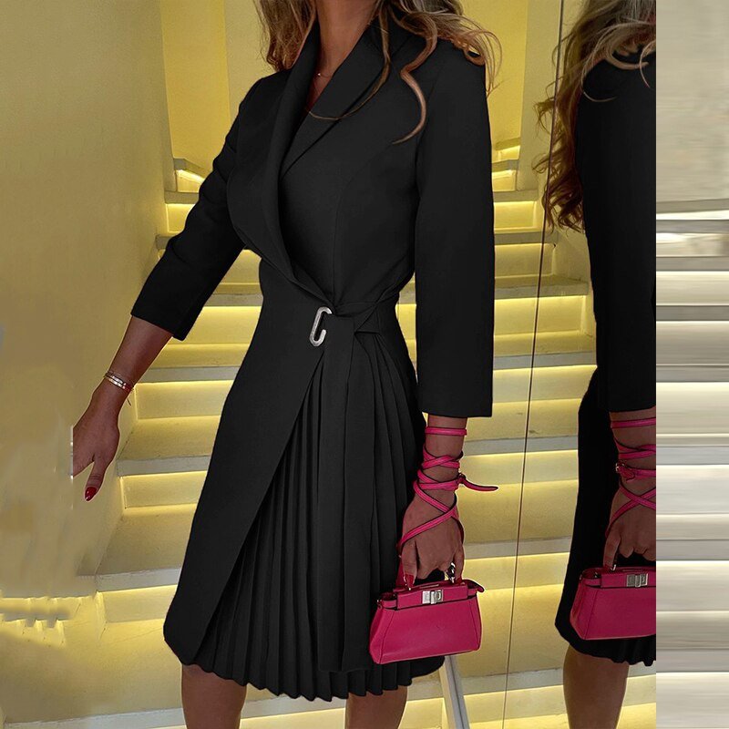 Electra - Chic long sleeve blazer dress for women